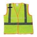 Cheap Fluo amarillo 100% poliéster malla Hi Vis Workwear chalecos reflectantes del chaleco con cremallera y cintas reflectantes EN471 clase 2